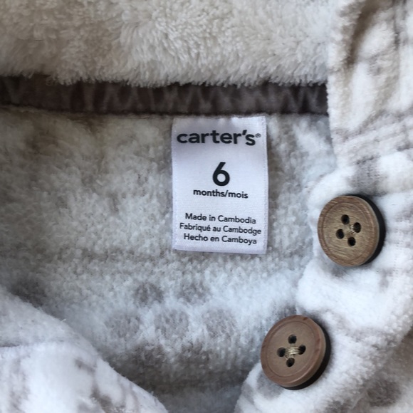 Carter’s Fleece Hooded Jacket 6mos. - Picture 3 of 5